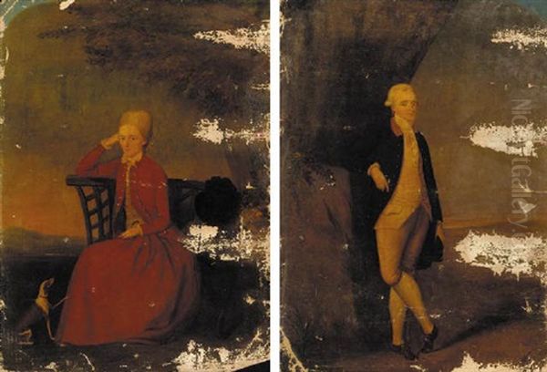 Portrait Of A Gentleman By A Tree In An Extensive Landscape Oil Painting by Edward Haytley