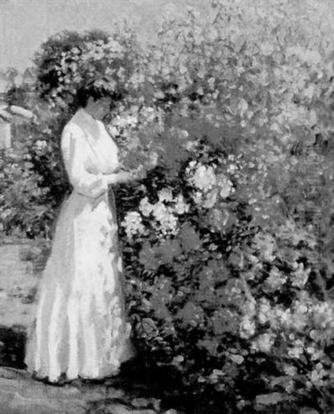 Working In The Garden Oil Painting by Arthur Merton Hazard