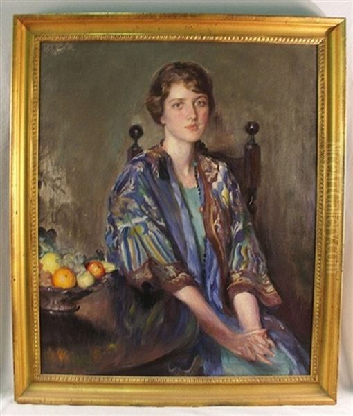 Seated Woman With Bowl Of Fruit Oil Painting by Mary Brewster Hazelton