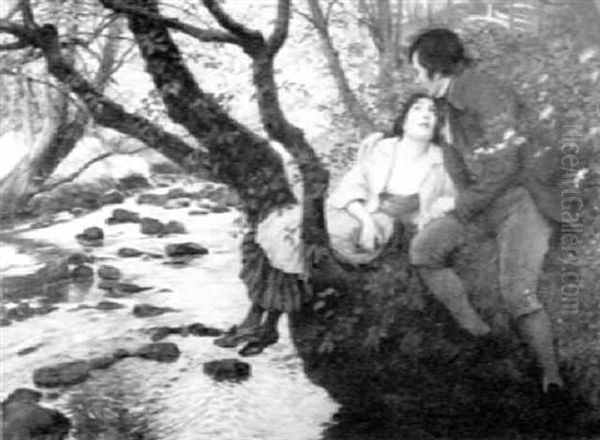 Robert Burns And Highland Mary Oil Painting by Charles Heberer