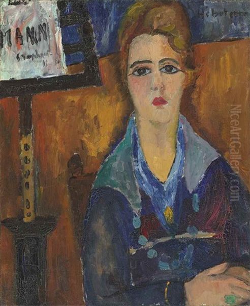 La Femme Au Collier, Modele De Modigliani Oil Painting by Jeanne Hebuterne