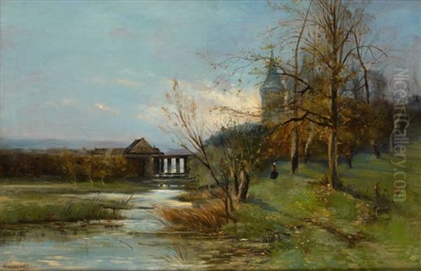 Au Bord De La Riviere Oil Painting by Hendrick van der Hecht