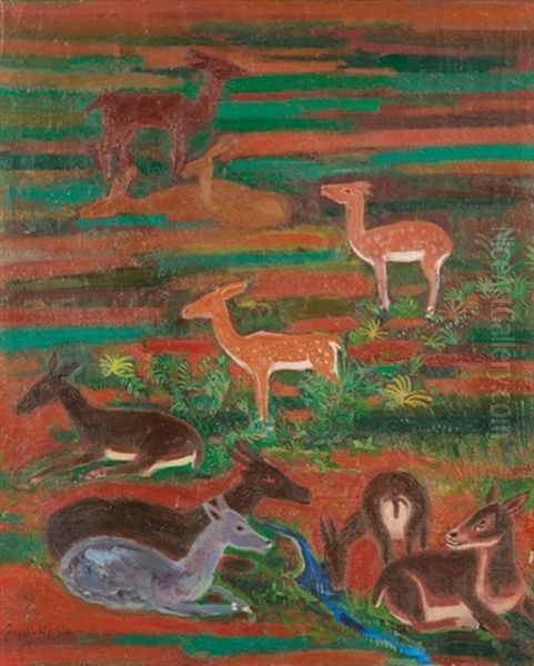 Les Biches Oil Painting by Joseph Hecht