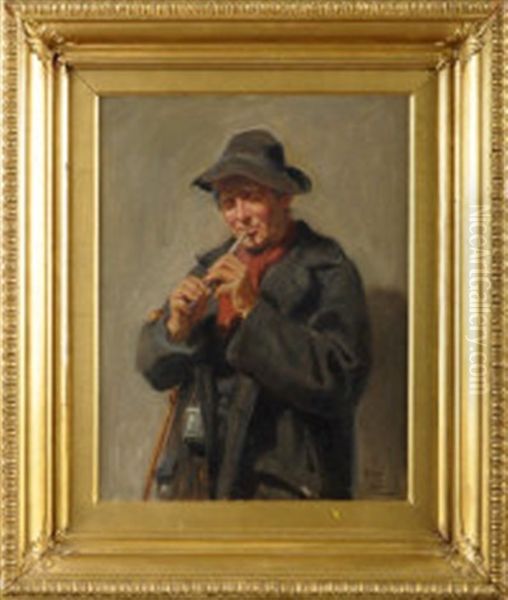 The Penny Whistler Oil Painting by Ralph Hedley