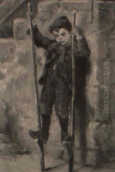 En Lille Dreng Pa Stylter Oil Painting by Ralph Hedley