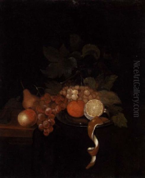 Opstilling Med Frugter Pa Et Fad Oil Painting by David Davidsz. de Heem the Younger
