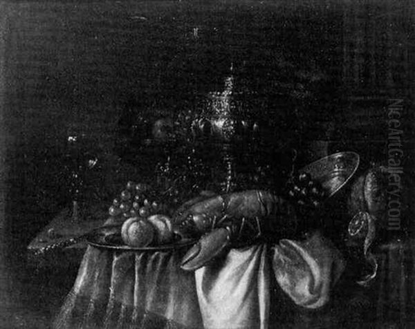 Nature Morte De Fruits, Pieces D'orfevrerie Et Homard Oil Painting by David Davidsz. de Heem the Younger