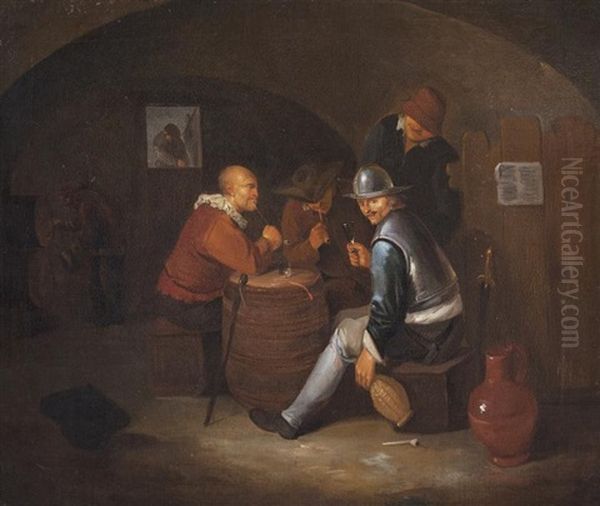 Interior Of A Tavern With Figures Oil Painting by Egbert Van Heemskerck
