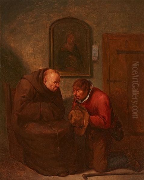 The Confession Oil Painting by Egbert Van Heemskerck