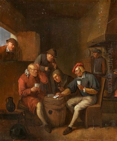Bauern Beim Kartenspiel Oil Painting by Egbert Van Heemskerck