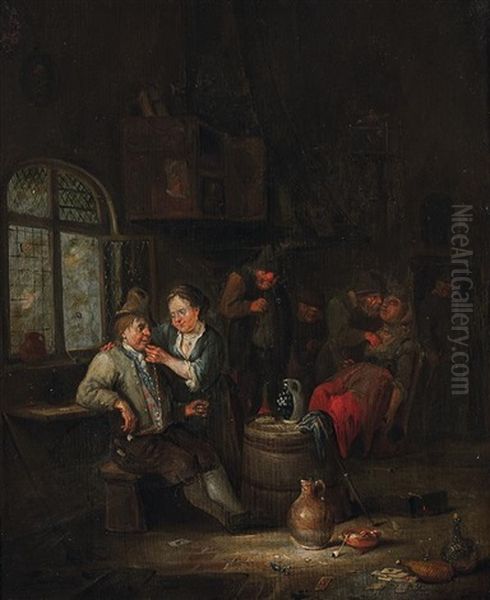 Dans La Taverne Oil Painting by Egbert Van Heemskerck