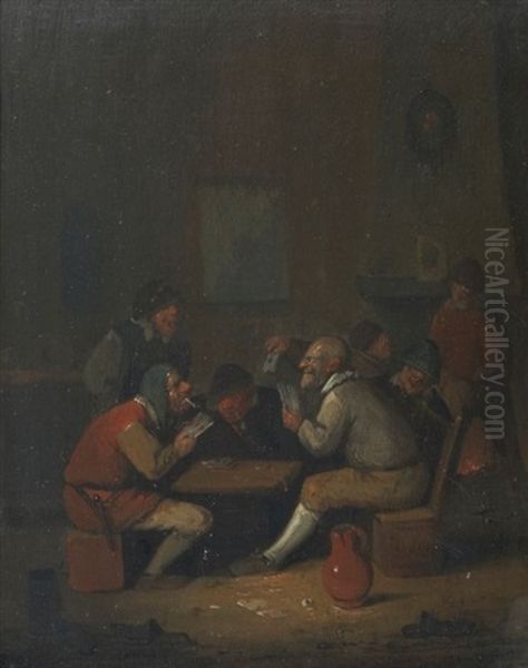 Les Joueurs De Cartes Oil Painting by Egbert Van Heemskerck