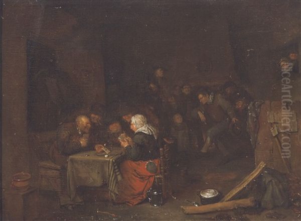 Scene D'auberge Oil Painting by Egbert Van Heemskerck