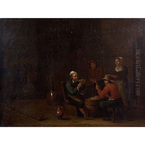 Les Joueurs De Cartes Oil Painting by Egbert Van Heemskerck