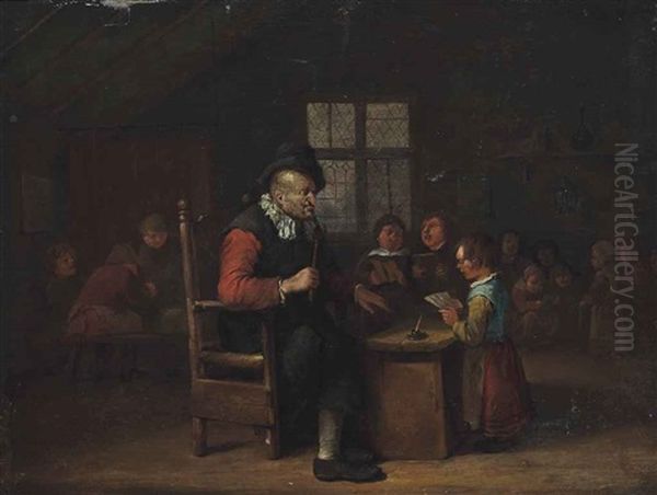 The Village School Oil Painting by Egbert Van Heemskerck