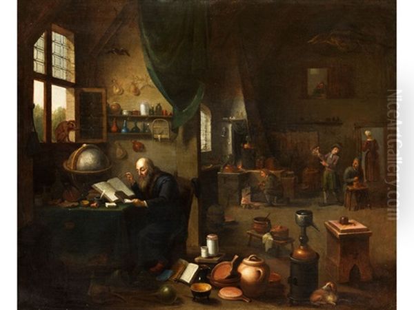 Im Studierzimmer Des Gelehrten Oil Painting by Egbert Van Heemskerck