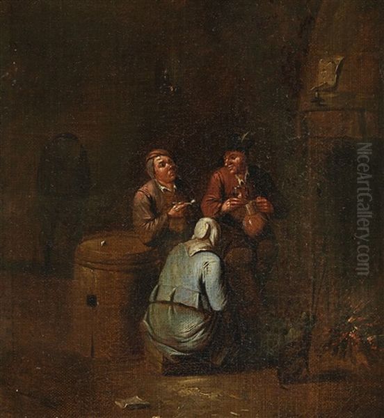 Tavern Scene Oil Painting by Egbert Van Heemskerck