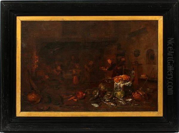 Dutch Genre Scene Oil Painting by Egbert Van Heemskerck