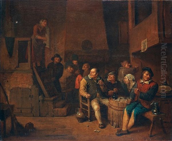 Interior From A Tavern Oil Painting by Egbert Van Heemskerck