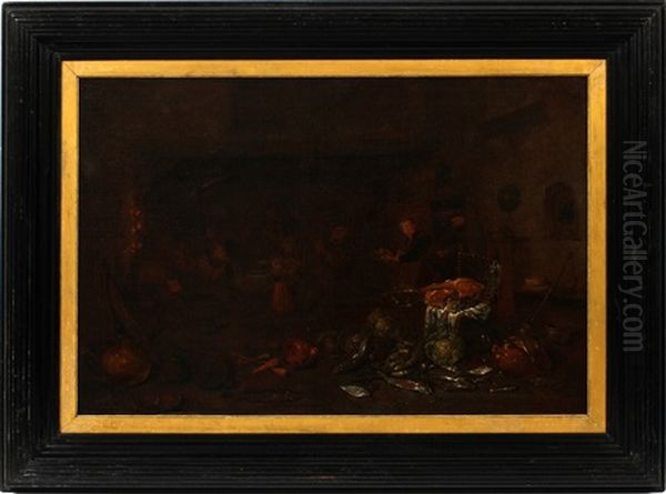 Dutch Genre Scene Oil Painting by Egbert Van Heemskerck