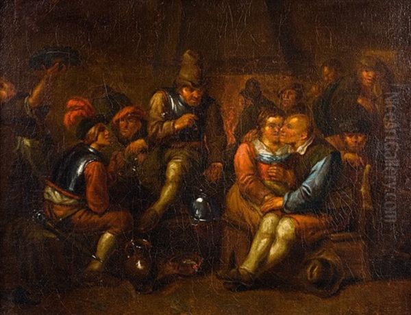 Interieur D'auberge Frivole Oil Painting by Egbert Van Heemskerck