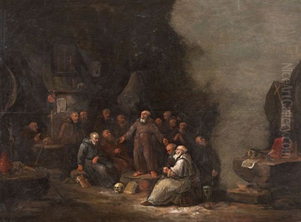 Betende Monche Oil Painting by Egbert Van Heemskerck