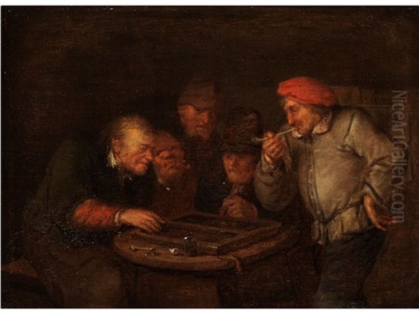 Bauern Beim Brettspiel Oil Painting by Egbert Van Heemskerck