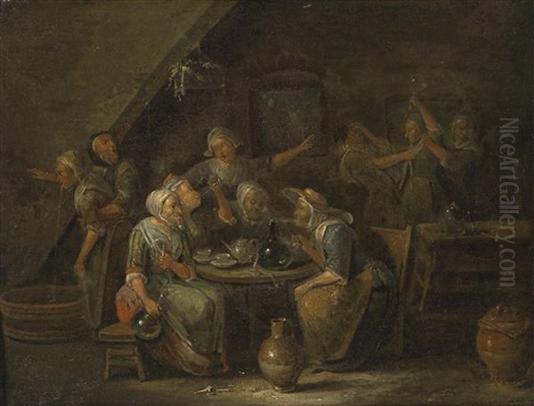 Frauen Im Wirtshaus Oil Painting by Egbert Van Heemskerck