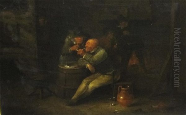 Topers In A Tavern (+ At A Tavern Table; Pair) Oil Painting by Egbert Van Heemskerck