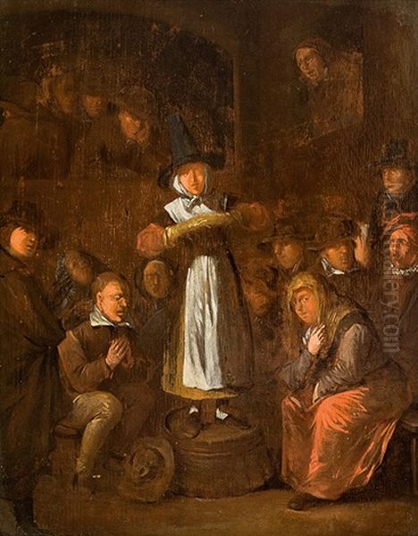 Die Rednerin Oil Painting by Egbert Van Heemskerck