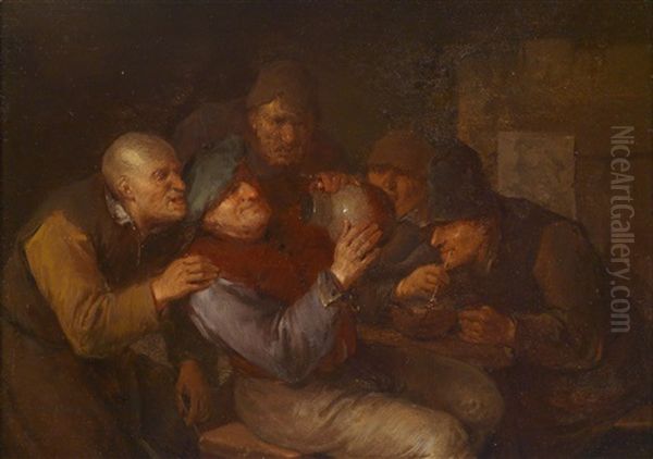 Wirtshausinterieur Mit Zechenden Bauern Oil Painting by Egbert Van Heemskerck