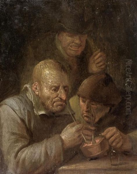 Drei Manner Beim Pfeiferauchen Oil Painting by Egbert Van Heemskerck