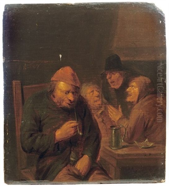 Peasants Making Merry In An Inn Oil Painting by Egbert Van Heemskerck