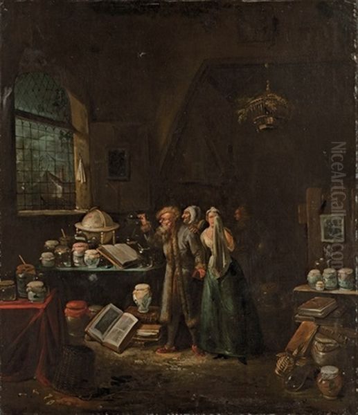 Un Medecin Dans Son Officine Oil Painting by Egbert Van Heemskerck