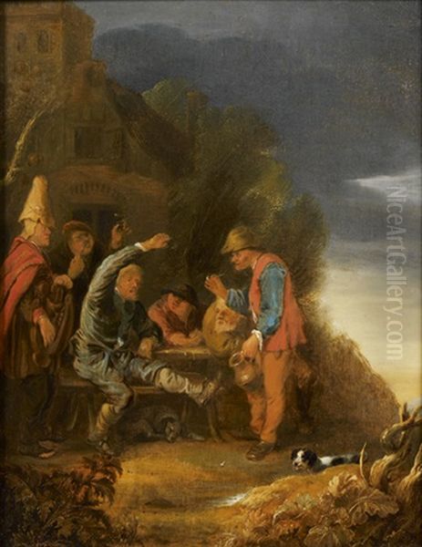 Rejouissances Devant Une Auberge Oil Painting by Egbert Van Heemskerck