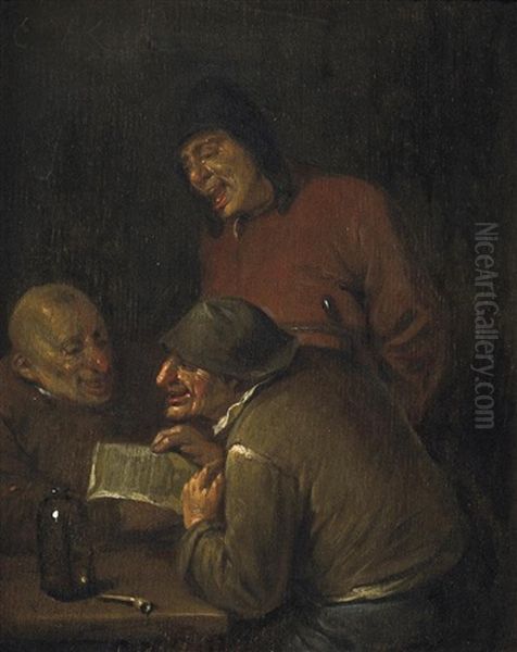 Die Amusante Lekture.(lig.)kerck Oil Painting by Egbert Van Heemskerck