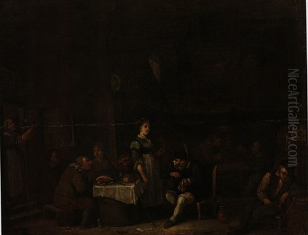 In Der Bauernschenke Oil Painting by Egbert Van Heemskerck