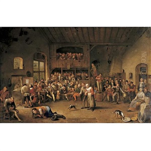 Tavern Scene Oil Painting by Egbert Van Heemskerck