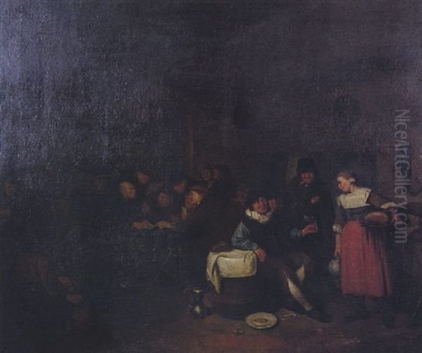 Inn Interior With Figures Oil Painting by Egbert Van Heemskerck