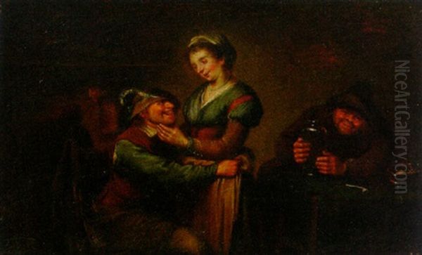 Peasants Drinking At An Inn Oil Painting by Egbert Van Heemskerck