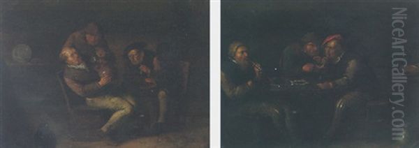 A Tavern Scene With Peasants Drinking And Smoking Oil Painting by Egbert Van Heemskerck