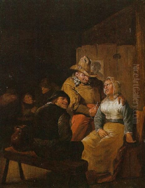 A Tavern Scene Oil Painting by Egbert Van Heemskerck