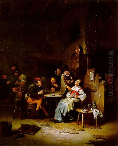 Les Joueurs De Cartes Oil Painting by Egbert Van Heemskerck