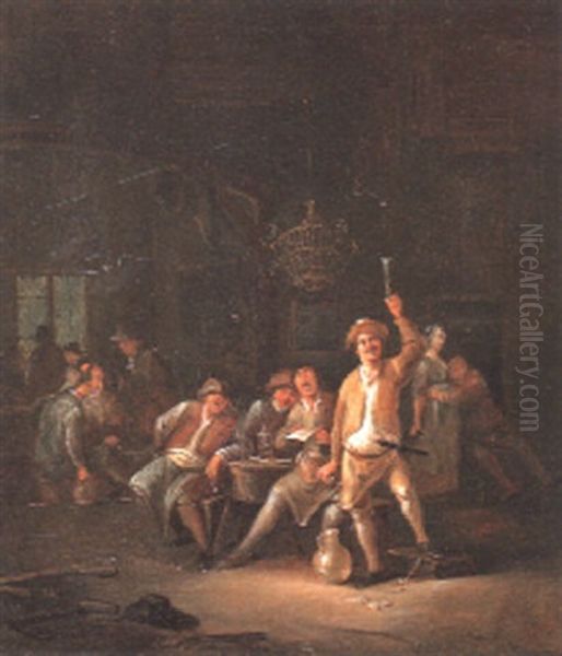 Topers Merrymaking In A Tavern Oil Painting by Egbert Van Heemskerck