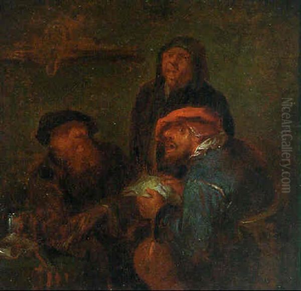 Boors Singing In A Tavern Oil Painting by Egbert Van Heemskerck