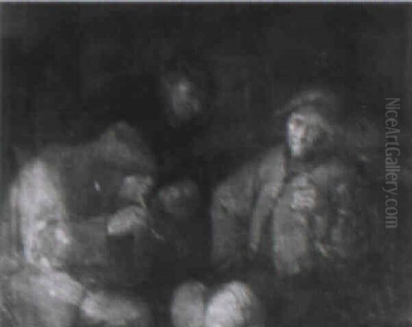 Tavern Scene Oil Painting by Egbert Van Heemskerck