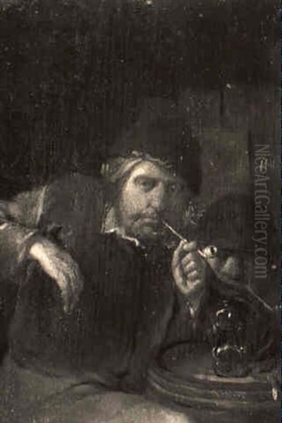 Boors Smoking Oil Painting by Egbert Van Heemskerck