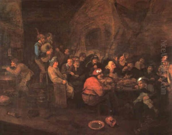 Feiernde Bauern Im Wirtshaus Oil Painting by Egbert Van Heemskerck