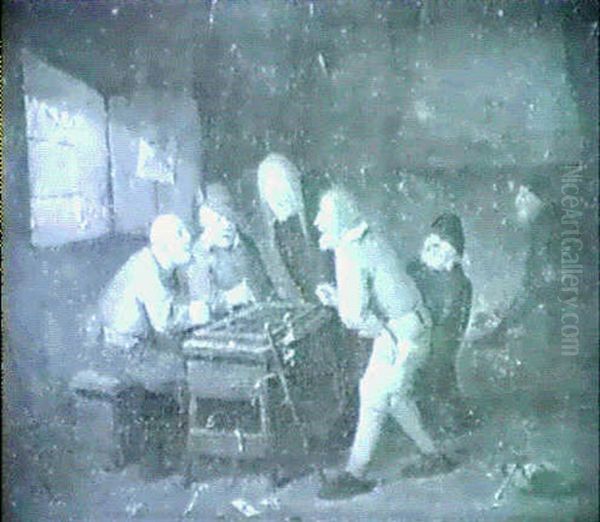 Vardshusinterior Med Bradspelande Bonder Oil Painting by Egbert Van Heemskerck