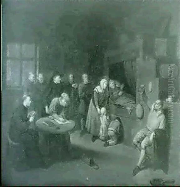 Law, Physic And Divinity Oil Painting by Egbert Van Heemskerck